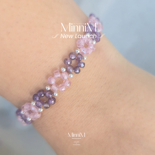 Lavender & Pink Zircon Bracelet in Sterling Silver | Minimal Elegant Jewelry for Women.