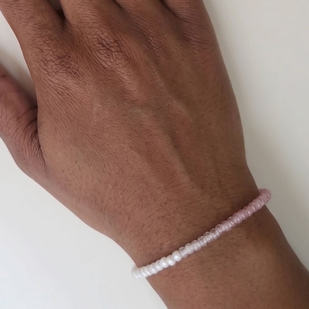 Sterling Silver Pink Zircon and Freshwater Pearl Bracelet | Gemstone Jewellery