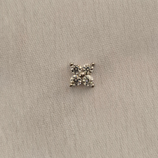 Four Leaf Clover Zircon Charm in 925 Sterling Silver