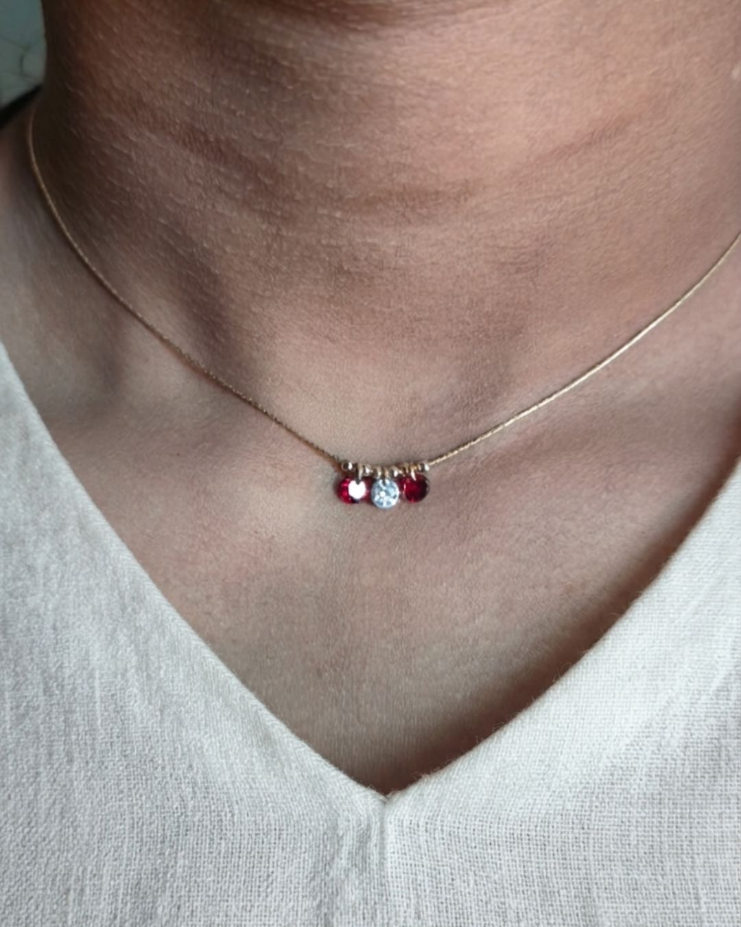 14k Gold Filled Maroon White Zircon Necklace
