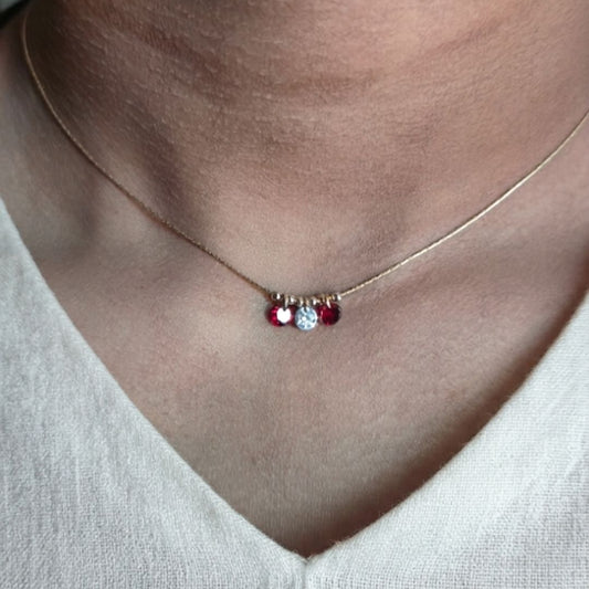 14k Gold Filled Maroon White Zircon Necklace 14KGFNE02