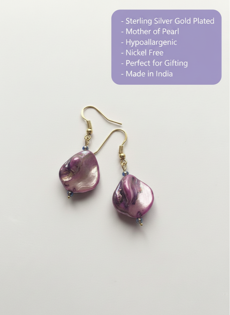 Sterling Silver Mother of Pearl Earrings | Hypoallergenic Danglers