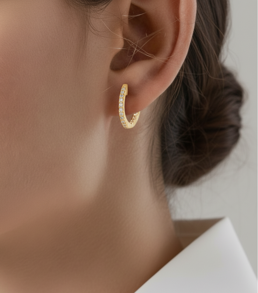 diwali gifts for her gifting hoops 925 sterling silver zircon gold vermeil gold real gold silver real silver 