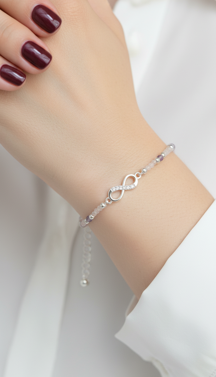 infinity 925 sterling silver pure silver zircon dainty karwachauth gift for her gifts for her diwali gifts festive gifts 