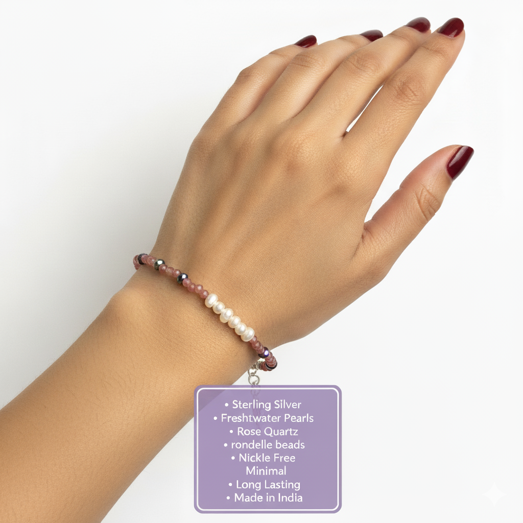 Rose Quartz and Freshwater Pearls jewelry in silver, gold, gold filled, gold plated, real 14k gold pieces. gifting diwali gold investment dhanteras silver sterling silver