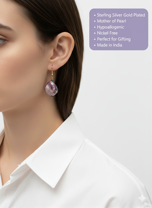 Sterling Silver Mother of Pearl Earrings | Hypoallergenic Danglers
