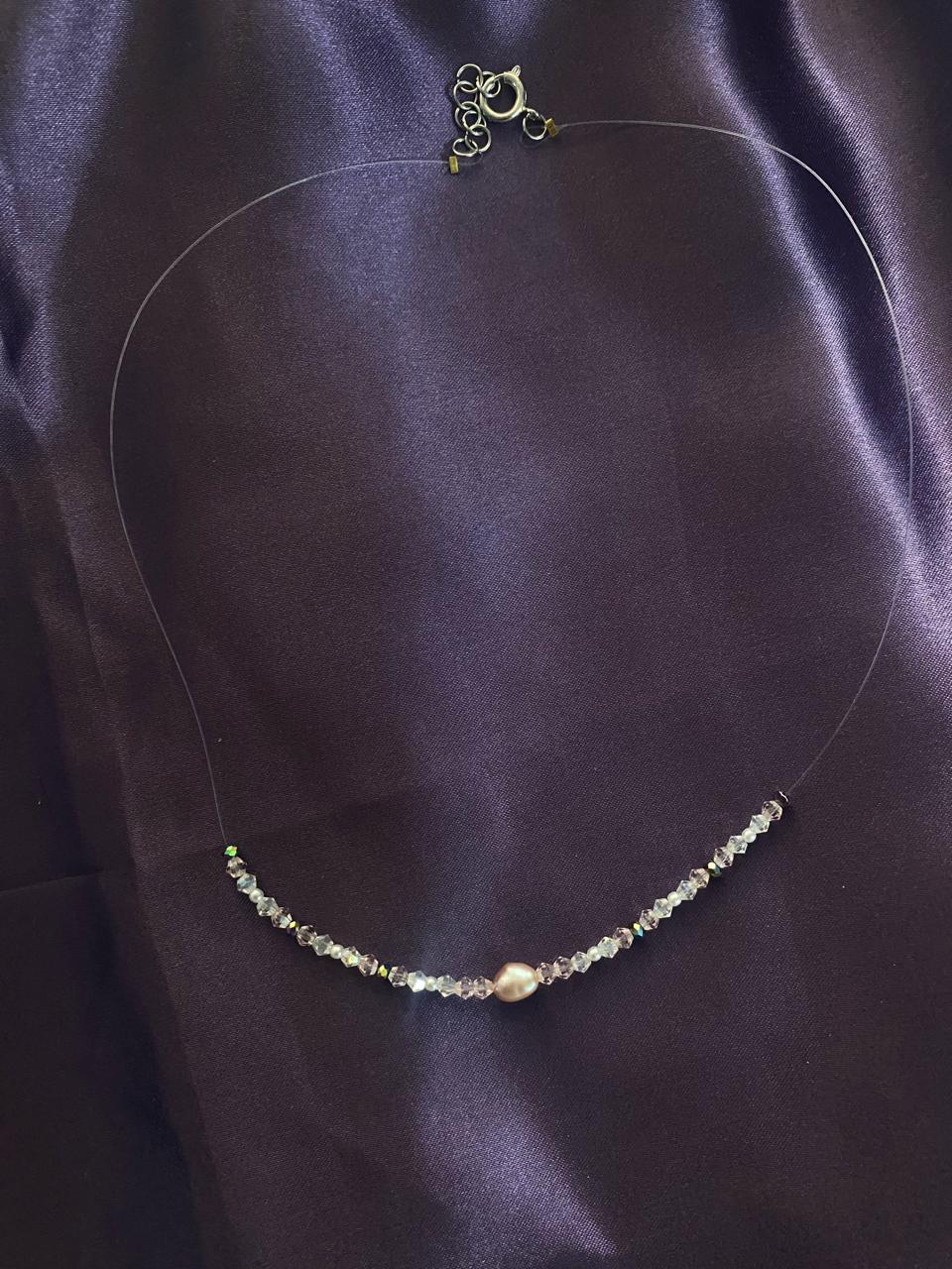 Floating Chandelier Necklace [Freshwater Pearls, Glass Rondelles]