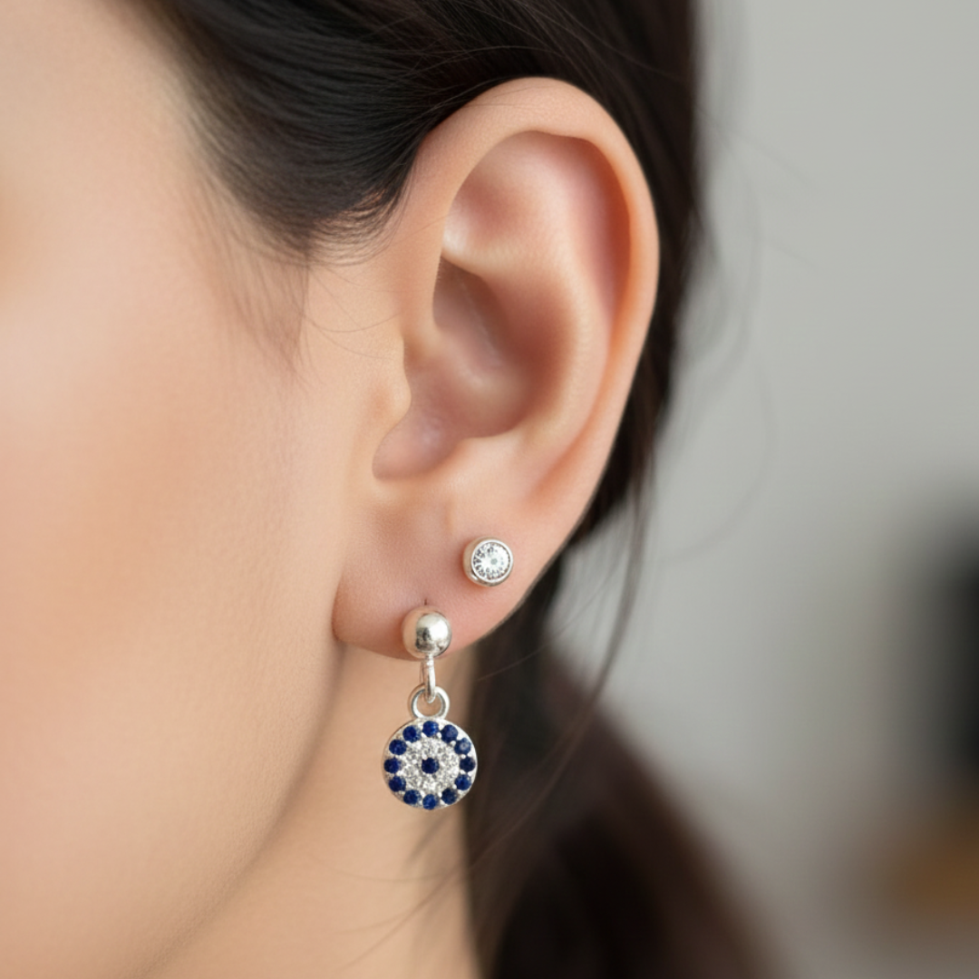 evil eye sterling silver earrings 