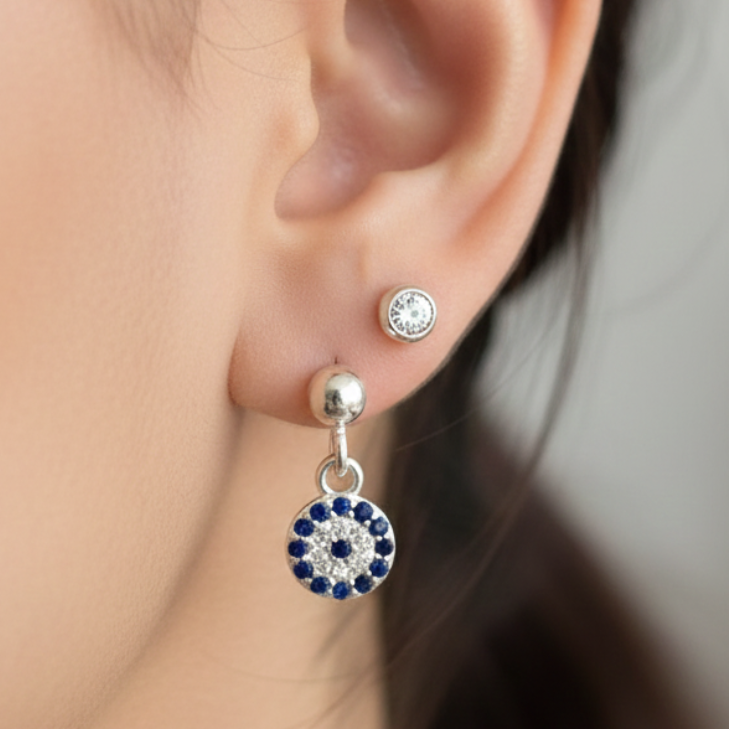 evil eye sterling silver earrings 